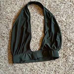 PrettyLittleThing Dark Green Halter Crop Top